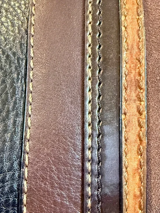 Fossil Vintage Brown Black Striped Leather Shoulder Bag Y2K Patchwork Purse - Picture 5 of 10